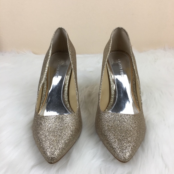 Gianni Bini Gold Glitter 4” Heels - Picture 2 of 5